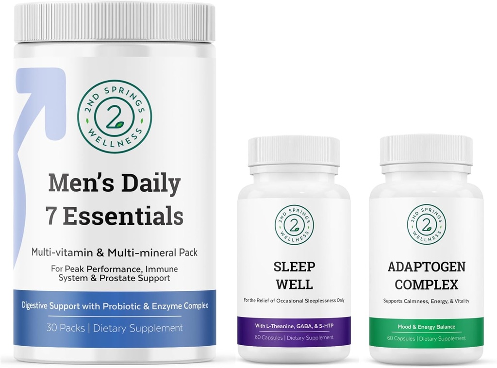 Мъжки Daily 7 Essentials, Sleep Well & Adaptogen Complex Bundle