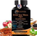 10- in-1 Irish Sea Moss Veggie Caps 3000mg Black Seed Oil Ashwagandha Bladderwrack Burdock Turmeric Apple Cider Vinegar Manuka Honey Dandelion Black Pepper - Made in US (Veggie Caps, Unflavored)
