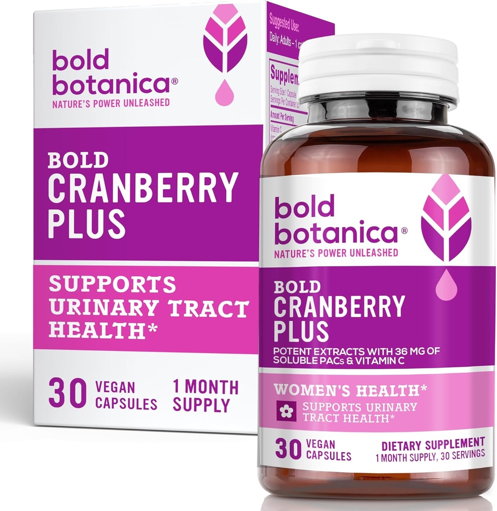 Negreta Cranberry Plus 36 mg PACs, 100% Soluble PACerry Urdinary Tract UTI Suport a Cranberberberry Pills per a Dones i Men- amb CUMatata, 30 Vegans