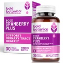 Bold Cranberry Plus Extract - 100% Soluble 36mg PACs - Cranberry Supplement for Women & Men with Urinary Tract Support, Non-GMO Vitamin C — 1 Caps = 1 Glass Juice — 30 Vegan Capsules, 1 Month Supply