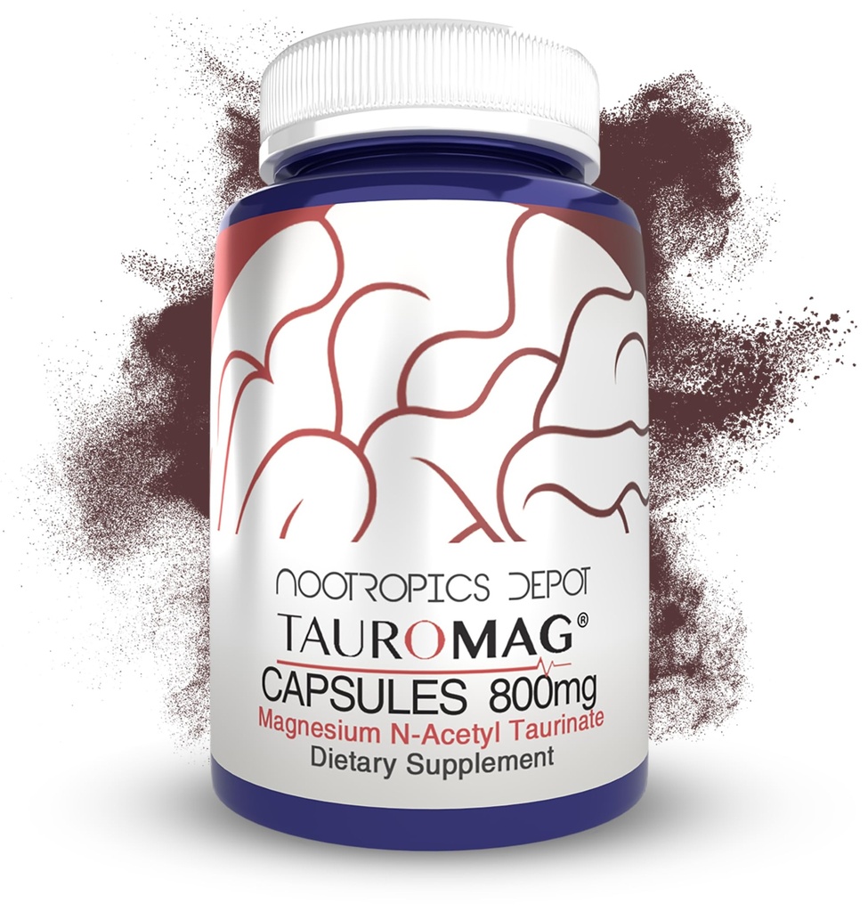 Nootropics Depot Tauromag Capsules | 800mg Magnesium N-Acetyl Taurinate | 30 Count