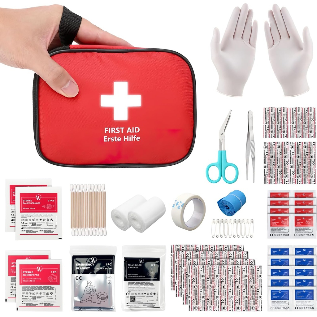 HONYAO® Portable First Aid Kit, 90 Pieces, Mini First Aid Kit, First Aid Bag for Home Car Travel Motorcycle Outdoor Hiking Camping