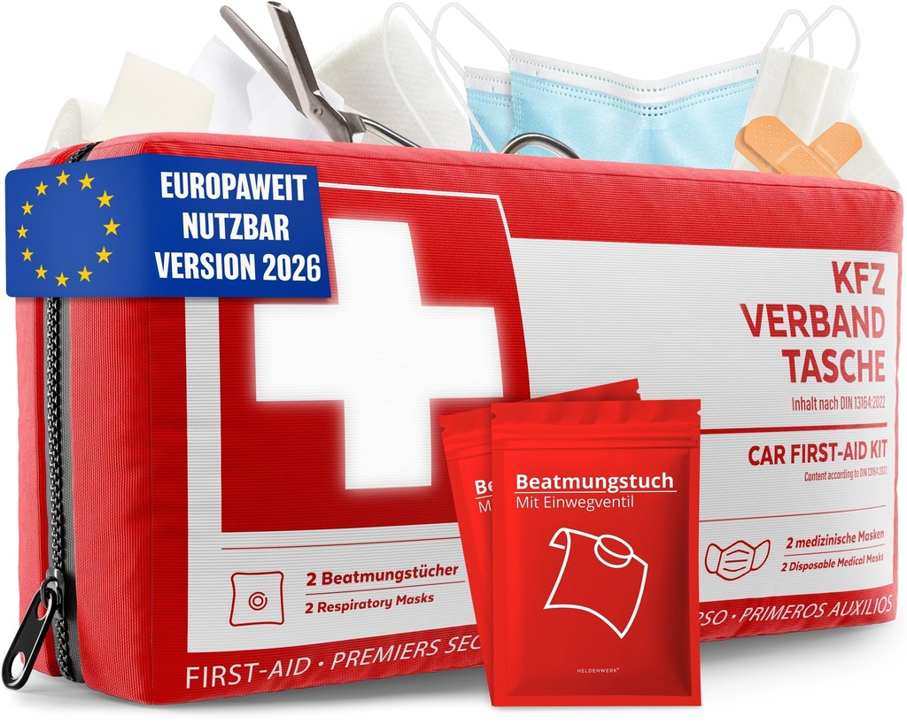 First Aid Set in accordance with Car Standard 2026 DIN 13164:2022