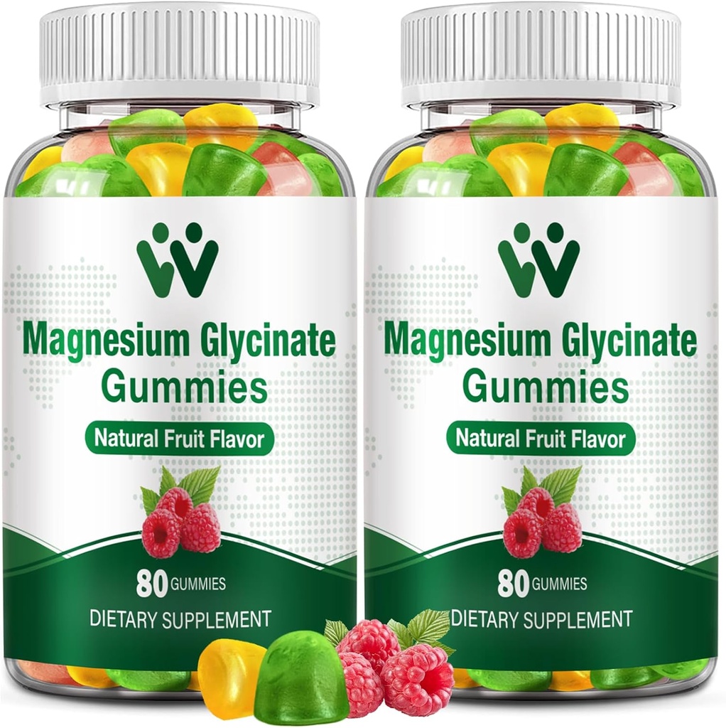 Magnesium Glycinate Gummies 400 - Magnesium Supplement for Sleep, Stress & Muscle Relief Calm Magnesium Chews for Adults and Kids with Vitamin D, B6 Fruit Flavor, Vegan, 2 Packs