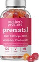 Vitamine Prenatali con DHA | Vitamine Prenatali Vegane per le Donne con Omega 3, Methylfolate, Choline & D3, Vitamine di Gravidanza per lo Sviluppo Fetale | Integratore Multivitaminico Gummy, 120 Conte