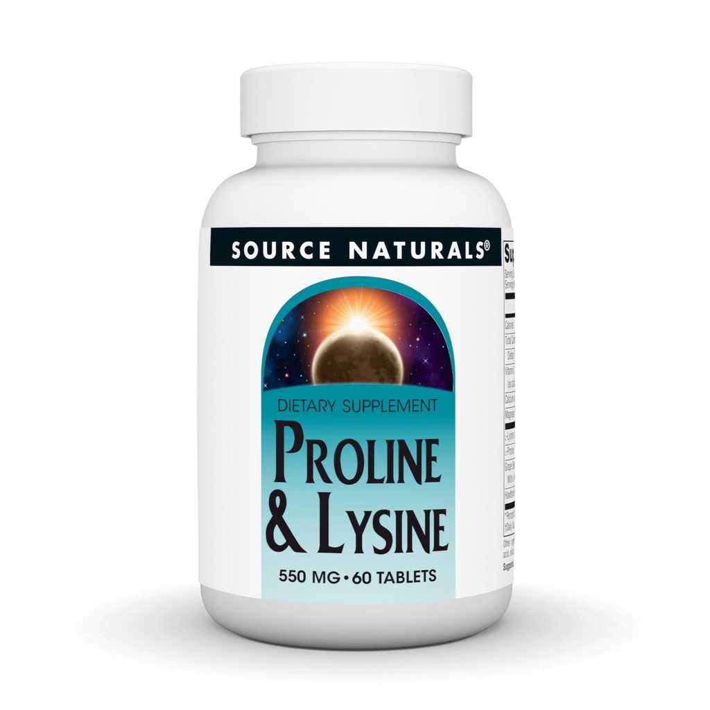 Source Naturals L-Proline & L-Lysine, 550mg - 60 Tablets