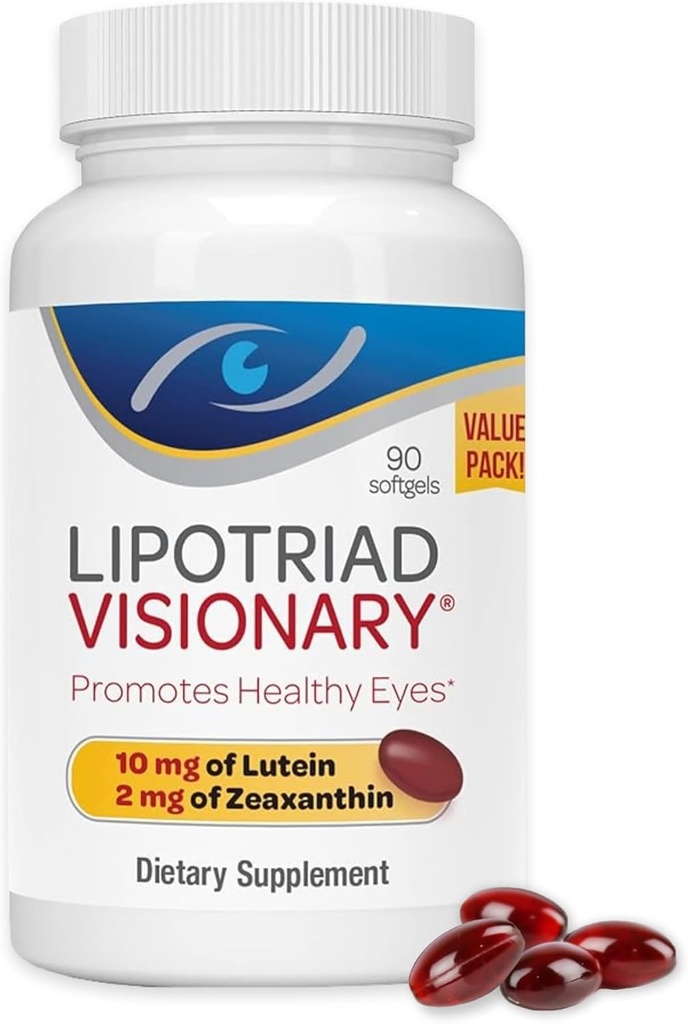 Ull de Visió lipotriad - 90 Valsules - Lutein i Zeaxanthin suplementaris amb altres ingredients ARED2 per la implementació de la visió de l'edatRetenada