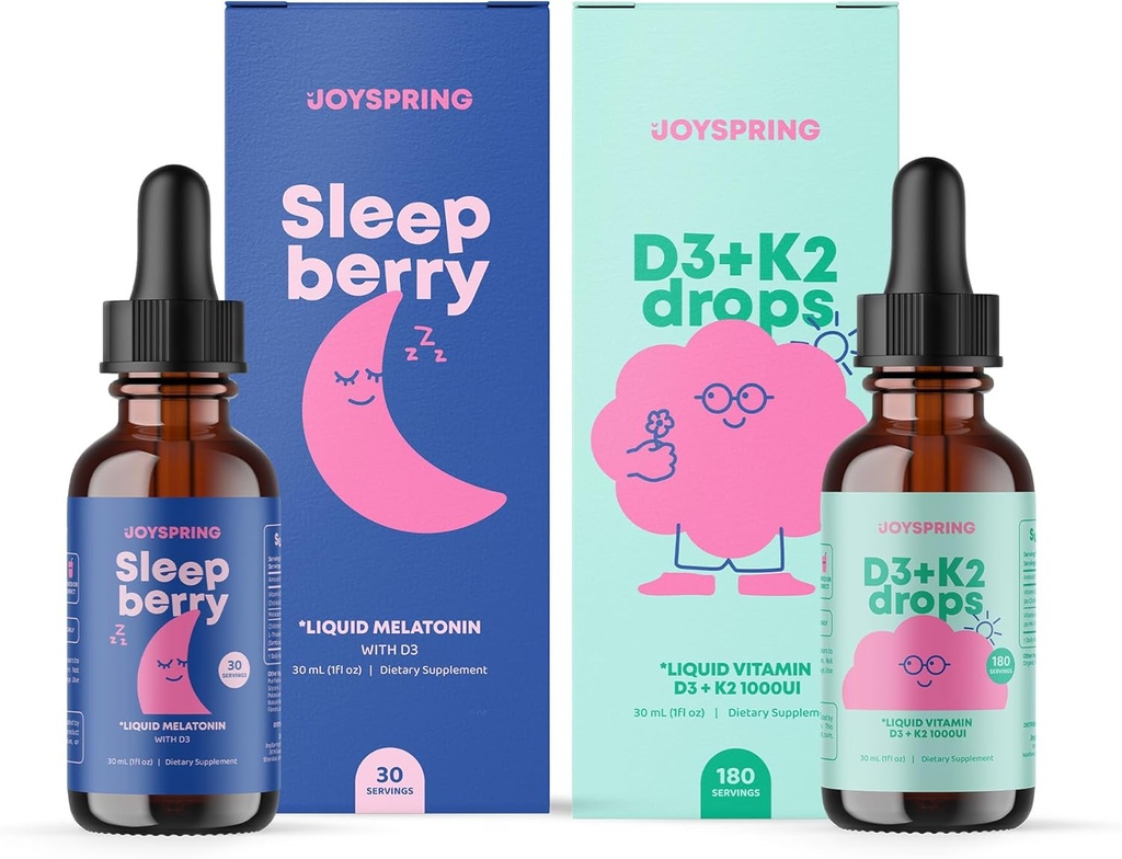 JoySpring bitamina D3 K2 haurrentzat D immunitate-sistema osasuntsuaren bitamina onartzen du haurrentzat eta Liquid Melatonin haurrentzat