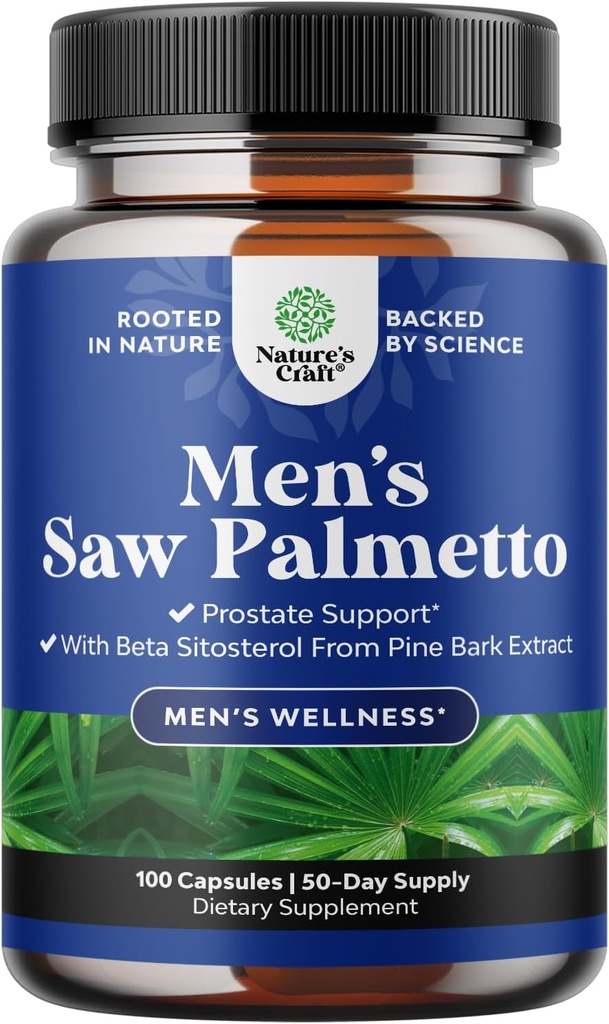Natures Craft så Palmetto for menn med beta sitosterol - så Palmetto ekstraher prostate helse supplement for menn Blader kontroll og prostata støtte - gjenoppretting hårsupplement