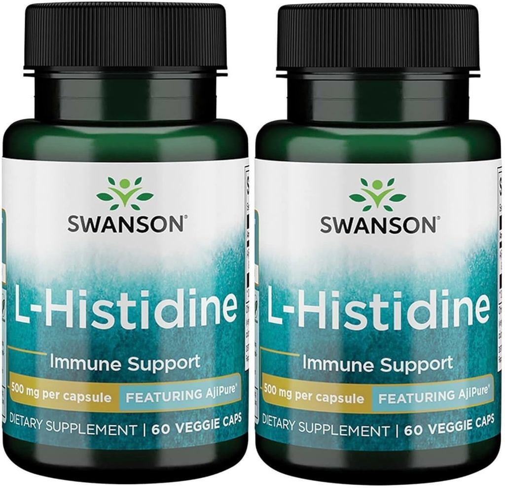Swanson L-Histidine - Destacando Ajipure 500 mg 60 Veg Caps (2 Pack)