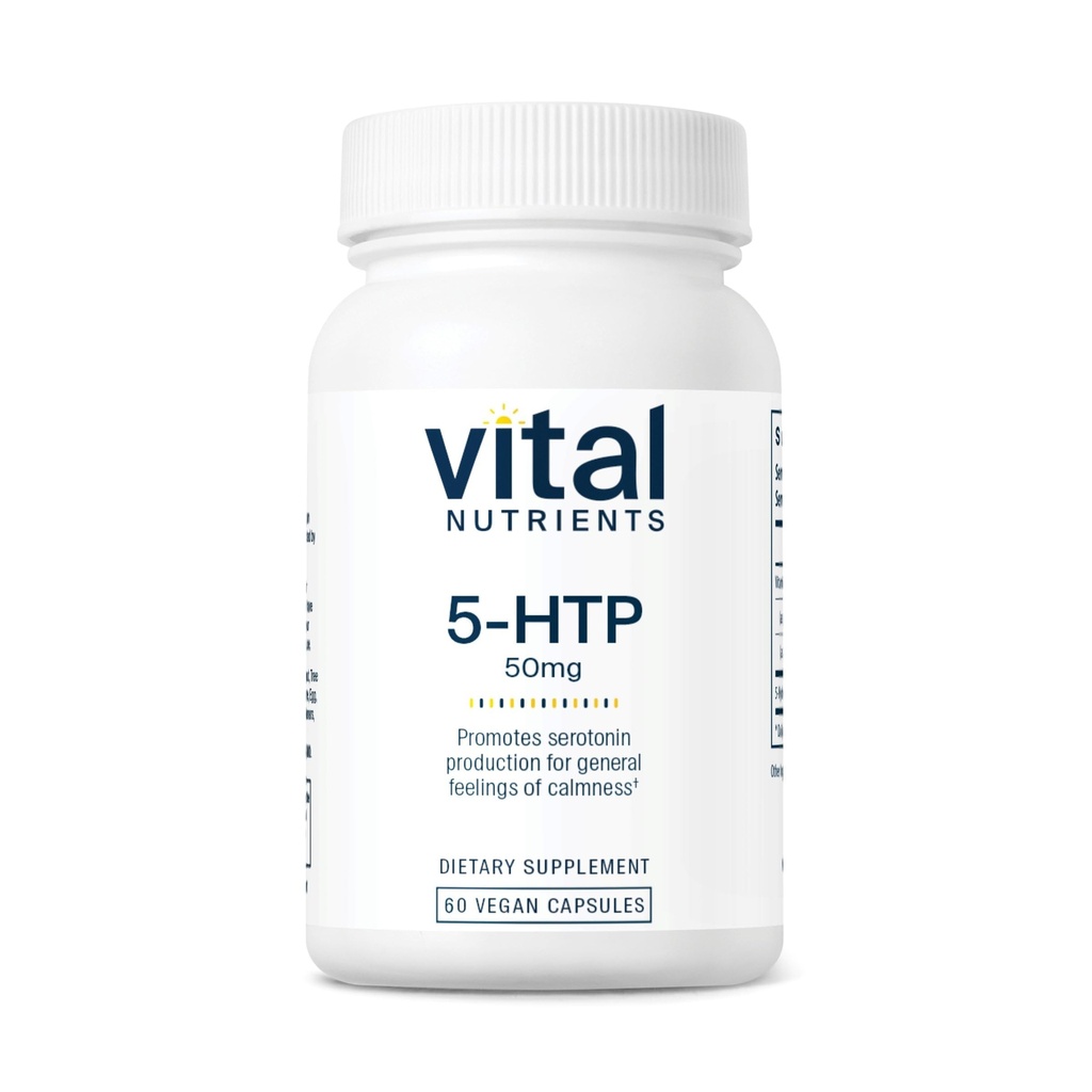 Vital Nutrients 5-HTP 50mg (5-hydroxytryptophan) - Vegan Serotonin Support Supplement* - Sleep and Stress Support - 5HTP and Vitamin B6 - Gluten, Dairy, Soy Free - Non-GMO - 60 Capsules