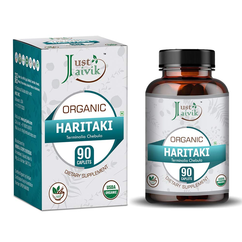 Just Jaivik Organic Haritaki (Terminalia Chebula) - 750mg (90 Tablets) | Dietary Supplements for Detoxification & Rejuvenation for Vata