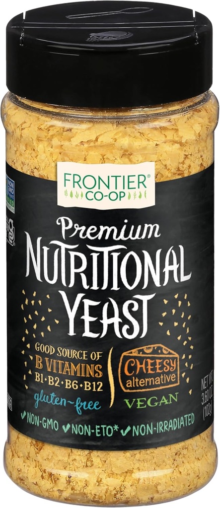 Frontier Co-op Premium Nutritional Yeast Flakes, 3.6 oz with Vitamin B12 - For Popcorn, Snacks, Pasta, and Soup