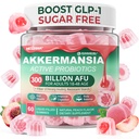 Akkermansia Probiotics Gummies with Prebiotics Fiber, 300 Billion AFU Akkermansia Muciniphila, with Polyphenol Fruits, Resistant Starch, Vitamin A D3 B2 for Metabolism, Digestive & Gut Health, 1Pack