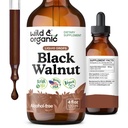 Wild & Organic Black Walnut Hull Tincture - Cleanse & Gut Support - Black Walnut Extract Supplement - Fast Absorption Liquid Drops - Add to Tea & Mix with Powder - Without Alcohol & Sugar - 4 fl oz