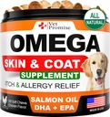 Omega 3 för hundar - Hud- och Coat Supplement - Fiskolja för hundar Chews - Allergy och Itch Relief - Anti Shedding Supplement - Torr hudbehandling - Laxolja - Made in USA - 120 Soft Treats