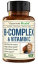Vitamin B Complex with Vit C & Folic Acid (Folate) - 8 High Potency B Vitamins: B1, B2, B3, B5, B6, B7, Vitamin B12 + Biotin, Choline & Inositol. Aids Mood, Energy, Nervous System & Immune Support