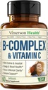Vitamina B Complexo com VIT C & Ácido Fólico (Folato) - 8 Vitaminas B de alta potência: B1, B2, B3, B5, B6, B7, Vitamina B12 + Biotina, Colina e Inositol. Ajudas humor, energia, sistema nervoso e suporte imunológico