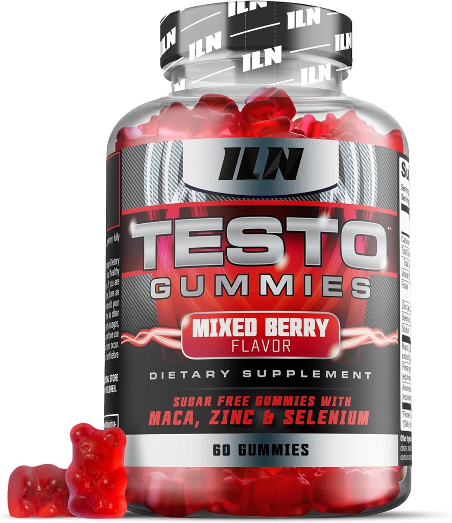 Iron Labs Nutrition Testo Gummies для чоловіків (60 Gummies) - Висока міцність Booster для чоловіків - Mixed Berry Flavor - Особливості Maca, Ginseng, цинк і Selenium - Sugar Free & Vegan Підходить