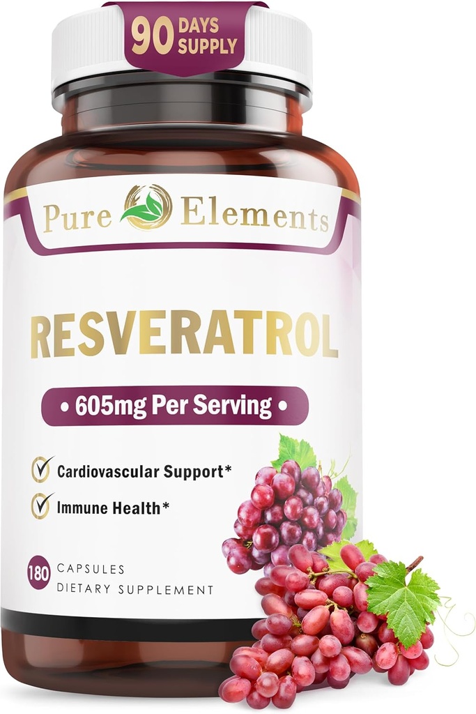 Reveratrol 1450mg 额外力量公式,用绿色茶叶提取、葡萄种子提取、红葡萄酒提取和其他90天的供应促进更好的皮肤和豁免