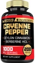 Cayenne Pepper kapsulės su Termerijos Curcumin šaknis, Berberino HCl, Ceilonas Cinnamon Bark & Daugiau - 200 Capsules - Parama Digestion Health, Imuninė sistema & Kūno balansas