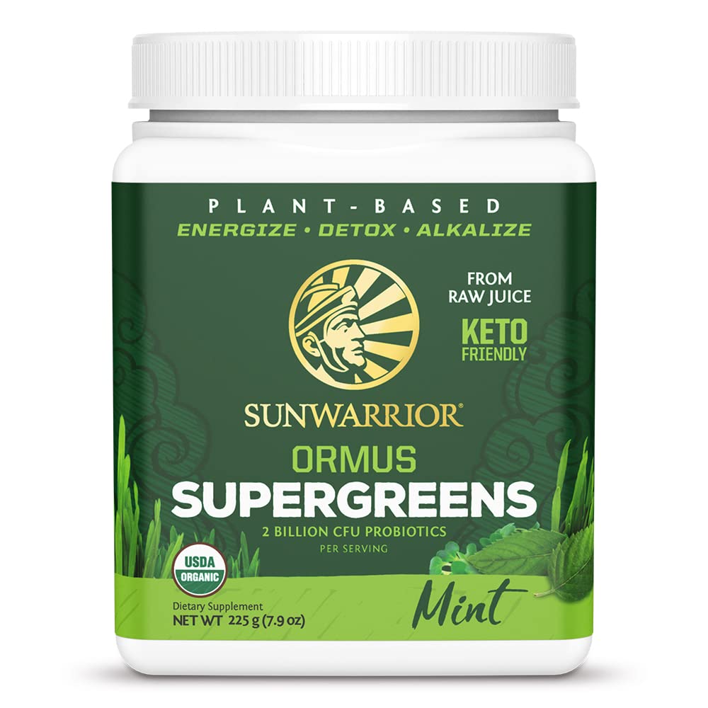 Organic Greens Powder Superfood Complex | Organic Super Greens Powder from Raw Juice with Probiotics Moringa Leaf & Electrolyte Minerals | Vegan Non-GMO No Added Sugar (Mint, 45 Servings)