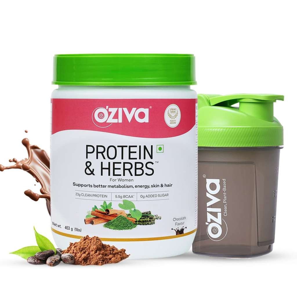 OZiva Protein & Herbs for Women 453gm (Chocolate + Shaker)