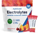 Nutricost Electrolytes Complex, Fruit Punch Flavored, 40 Stickpacks - Advanced Hydration Complex
