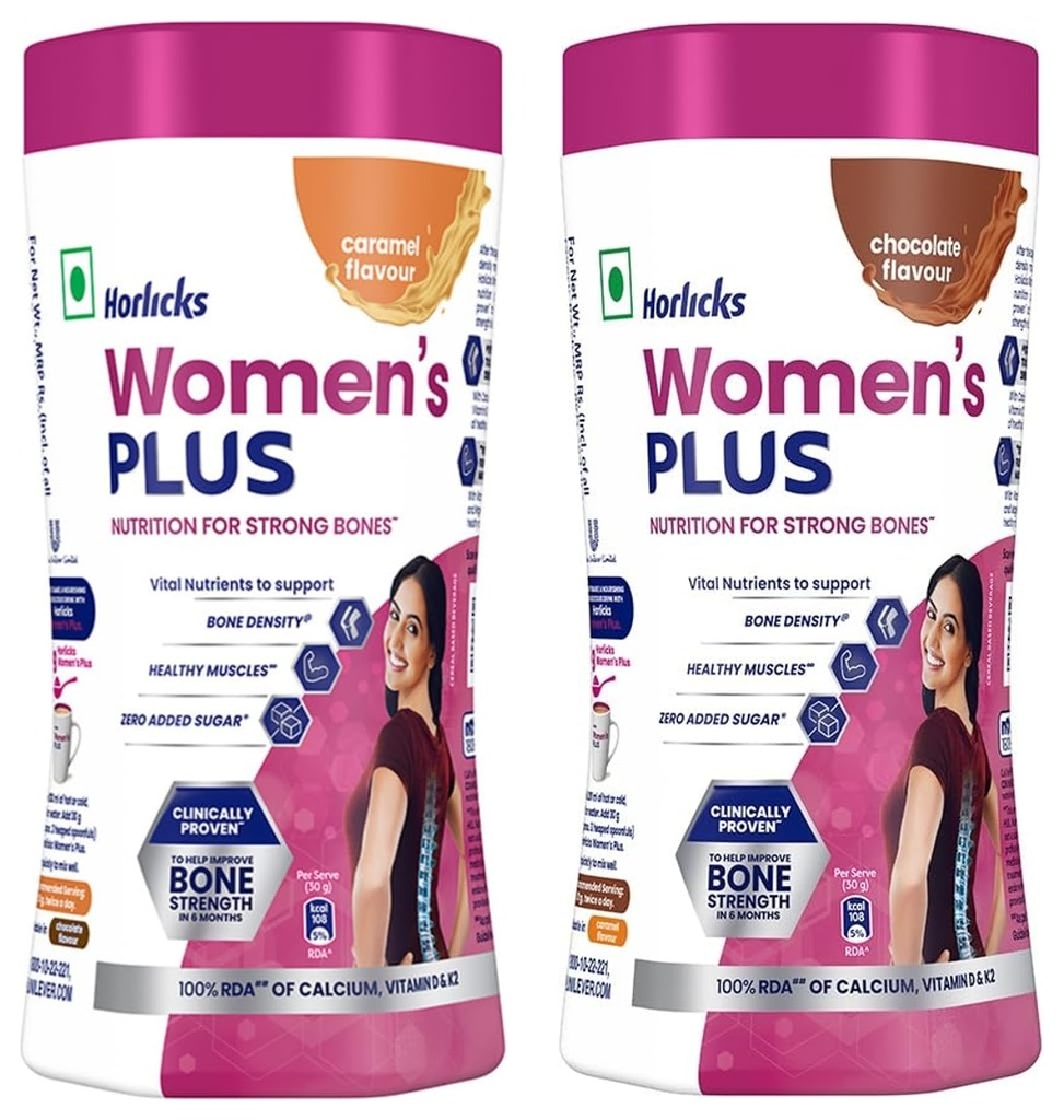 Horlicks Women's Plus Chocolate Jar, 400 g & Horlicks Women's Plus Caramel Jar, 400 g