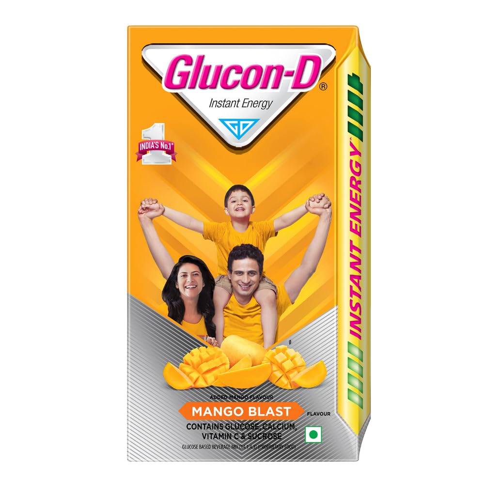 Glucon-D Instant Energy Drink Powder Refill 1KG+250g free | Energy, Recovery, Immunity | Mango Blast