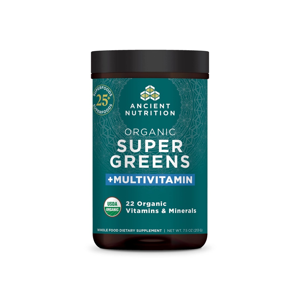 Ancient Nutrition, Vitamin Powder, One Bottle Made from Real Fruits, Vegetables and Herbs, for Digestive and Energy Support, 25 Servings, 7.5oz