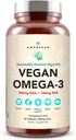 ANA Vegan Omega 3 suplementaris. Una alternativa a l'oli de peix Premium. Algae DHA i EPA. Caragans gratis. Els àcids d'algal essencials. Cor plat Based, Brain, Ull, pell, suport d' impressió.