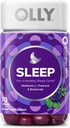OLY Sleep Gummy, 3 mg Melatonin, L-Theanine, Kamilica, Lemon Balm, Pomoč za spanje, Blackberry - 70 Count