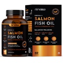 Nirvasa Omega 3 Salmon Fish Oil Softgels (Triple Strength, 60 Capsules) 1250mg | 560mg EPA & 400mg DHA | Supports Heart, Brain, Eye & Bone Health | No Fishy Burps | For Men & Women- Pack of 1