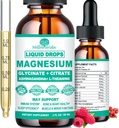 Magnesium Glycinate 500mg, Calm Magnesium Glycinate, Citrat med vitamin D3 K2 B6 Ashwagandha, L-Theanine, Chelate Magnesium Complex Supplement Liquid Drops för Immune Sleep Bone Mood Nerve Health