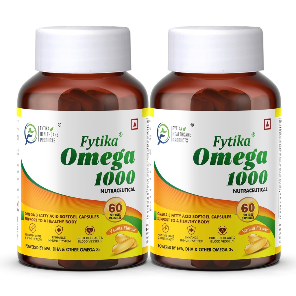 Fytika Omega 1000-120 Softgels | Fish Oil Omega3 1000 mg| Omega3 fatty acids,EPA & DHA| For Heart, Brain, Joint & Muscle Support| Omega3 Capsule For Men & Women