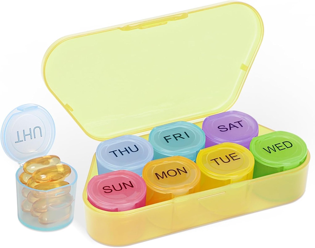 NatureTouch Weekly Pill Organizer, BPA Free Medicine Organizer Rainbow 11 Day Pill Box, Daglig Portable Pill Conatainer til piller / Vitamin / Fish Oil / Kosttilskud [Laveste version], Gul