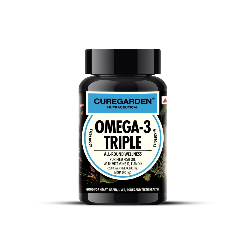 Curegarden Omega-3 Fish Oil Triple Strength 2500mg Softgels, 60 Count