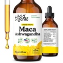 Wild & Organic Maca Root Ashwagandha Drops for Men and Women - Liquid Maca Ashwagandha Supplement for Overall Support - Peruvian Extract Tincture - Vegan, Sugar & Alcohol-Free - 4 fl oz