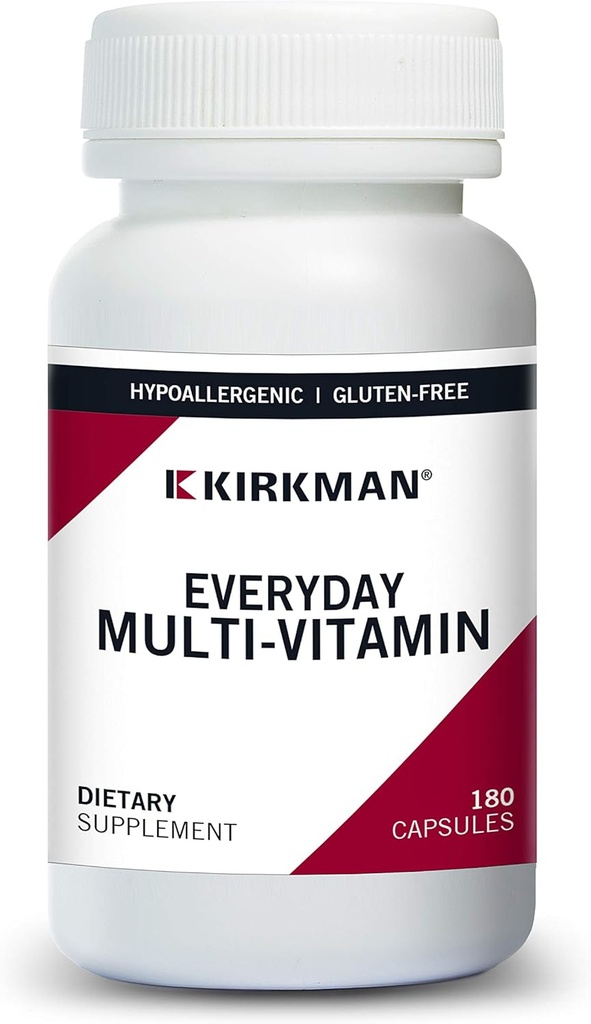קירקמן - Everyday Multivitamin - 180 קפסולות - ויטמין & מינרלים - תומך Productivity - Hypoallergenic