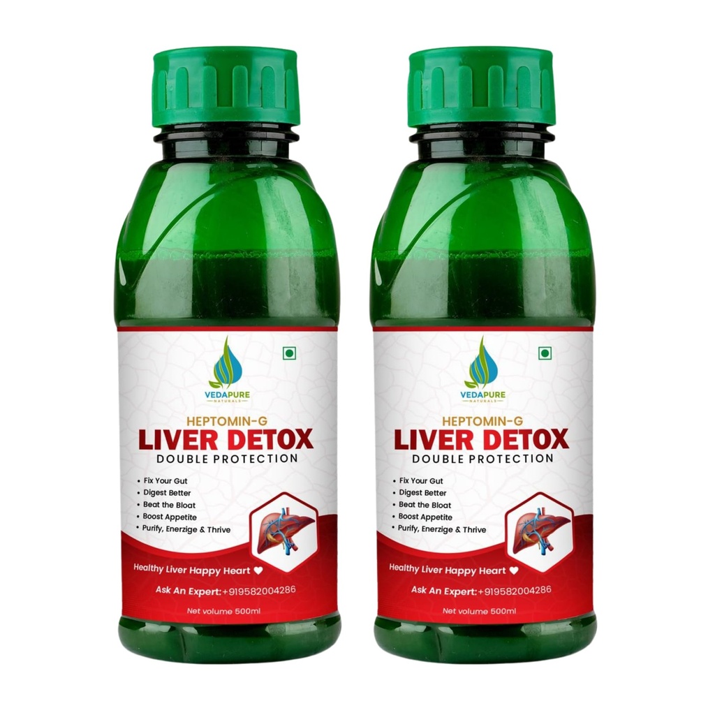 Vedapure Liver Detox Juice | Liver Care Juiice for Men & Women | Benefits Health, Strengthens Digestive System, Natural Gut Cleanser | Fights Fatty liverr (Pack of 2)