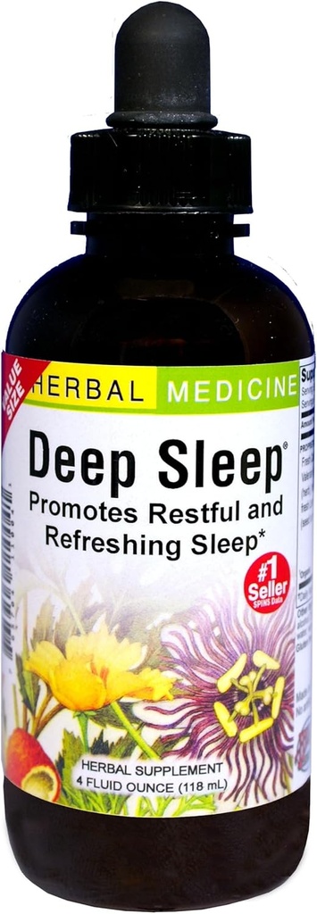 Byliny Etc. Deep Sleep Classic Liquid Extract - Bylinný dodatek pro přírodní a jemné spánkové podpory - Restful Sleep Supplement with Passionflower, Heřmánek a Lemon Ballem - 4 fl oz (157 Služeb)