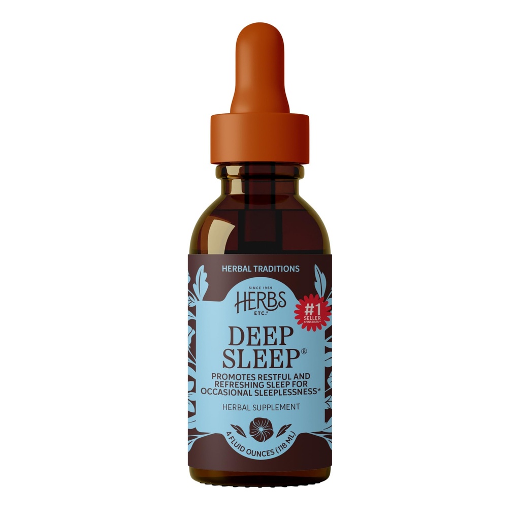 Herbs Etc. Deep Sleep Classic Liquid Extract - Holistic Rest Supplement for Restful Sleep - Chamomile, Lemon Balm Extract & Passionflower - Melatonin-Free, Gluten-Free - 4 fl oz (157 Servings)