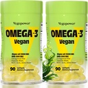 Vegan Omega3 DHA-kiegészítők - Prémium halolaj Algavoil 124; 90 Carrageenan Free Softstell.124; Plant Based Algal DHA esszenciális zsírsavak, Non-GMO (Algae, 90 Count (2-es csomag))