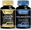 WELLNESS LABSRX Resveratrol Capsules 10000 - Lions Mane Supplement Capsules | Bundle