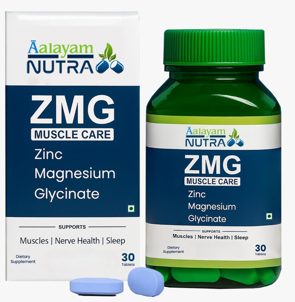 ZMG Muscle Care | Zinc & Magnesium Glycinate Supplement | Supports Muscle Function, Nerve Health & Restful Sleep | with CoQ10, L-Carnitine & DHA | 30 Tablets