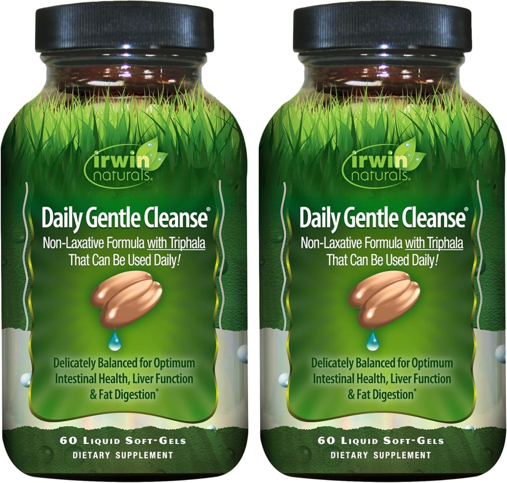 Irwin Naturals Daily Clearse - 60 Guels suaus, paquet de 2 - Fórmula No Laxativa amb Triphala
