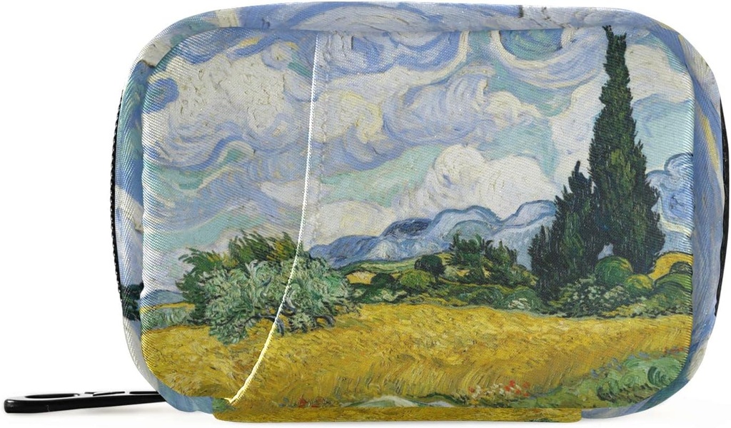 Пшеничне поле з Cypresses Van Gogh Pill Box 7 День Підвіконня мішок подорожі підвіконня мішок з блискавкою портативний тиждень футляр компактний розмір для вітаміну піддону власника