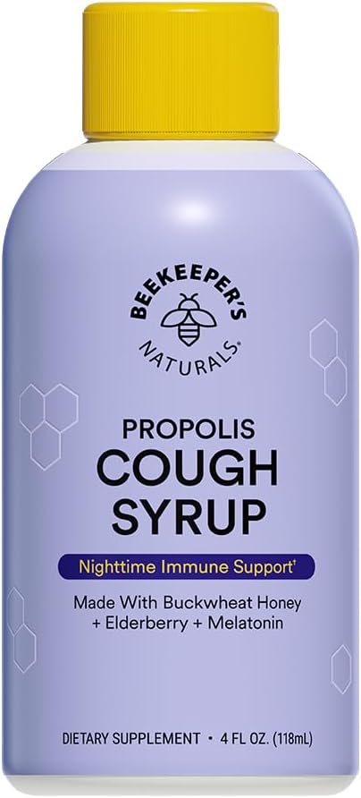 BEEKEEPER'S NATURALS B.Better Nighttime Online üçün Cough Syrup - Yaşlıberry özü, Bee Propolis özü, Buckwheat Bal - Immune Support, 4 oz