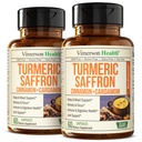 Saffron Supplements with Turmeric Curcumin, Saffron Extract (89mg), Ceylon Cinnamon, and Cardamom for Women and Men – Turmeric Supplement for Daily Inflammation, Mood & Joint Support – 60 Caps, 2 Pack